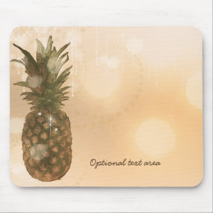Mousepad Glam Pêssego Dourado Abacaxi Elegante Tropical Per