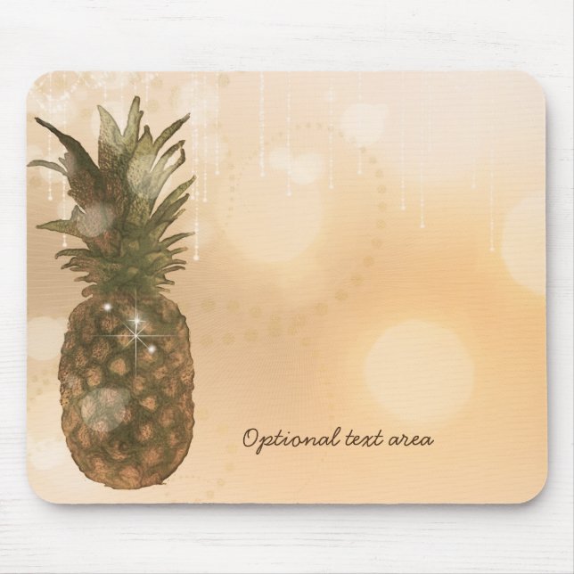 Mousepad Glam Pêssego Dourado Abacaxi Elegante Tropical Per (Frente)