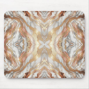 Mousepad Glam Rosa Dourado Luxuoso Mármore Borboleta Fashio