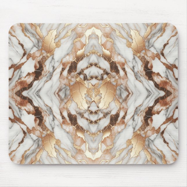 Mousepad Glam Rosa Dourado Luxurista Trendy Marble (Frente)