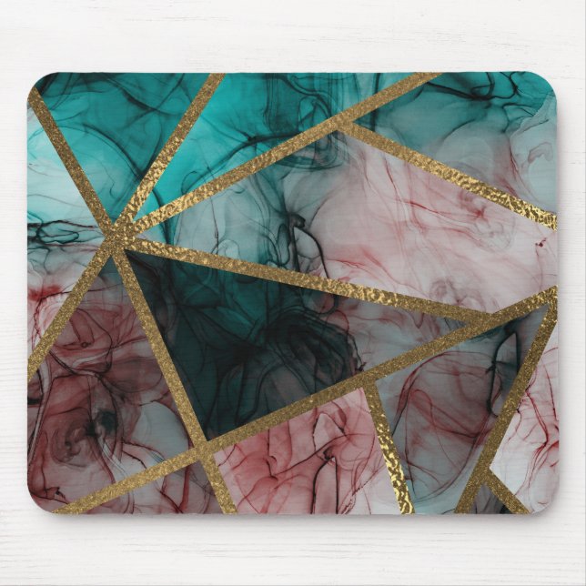 Mousepad Glam Rust Blush Teal & Gold Chic Glamour Moderno (Frente)