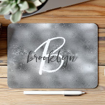 Glam Silver Trendy Script Monogram 