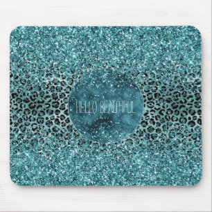 Mousepad Glam Turquoise Azul Azul-Leopardo - Impressão Lí