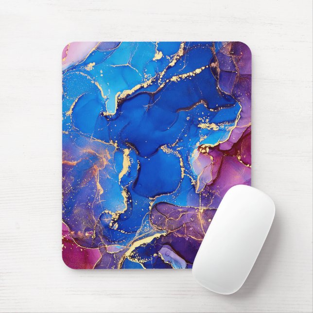 MOUSEPAD GLAMA DE GLIPE DE PRATA AGÁTICA AZUL (Com mouse)