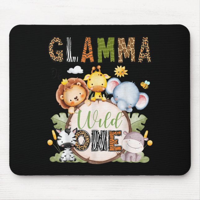 Mousepad Glamma Of The Wild One 1st Birthday Boy Jungle Saf (Frente)