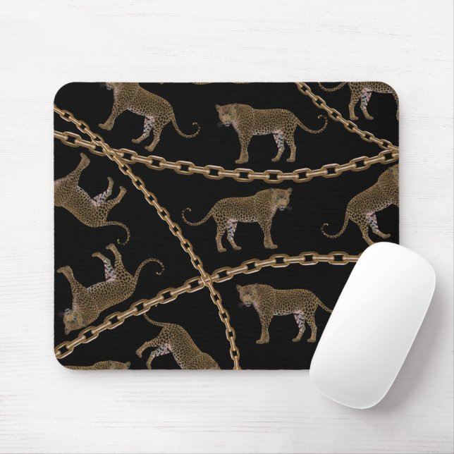 Mousepad glamour do ouro lepard cheetah (Com mouse)