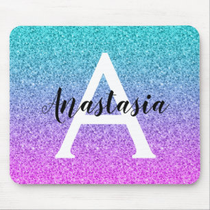 Mousepad Glamour Roxo Água Brilho Gradiente Monograma