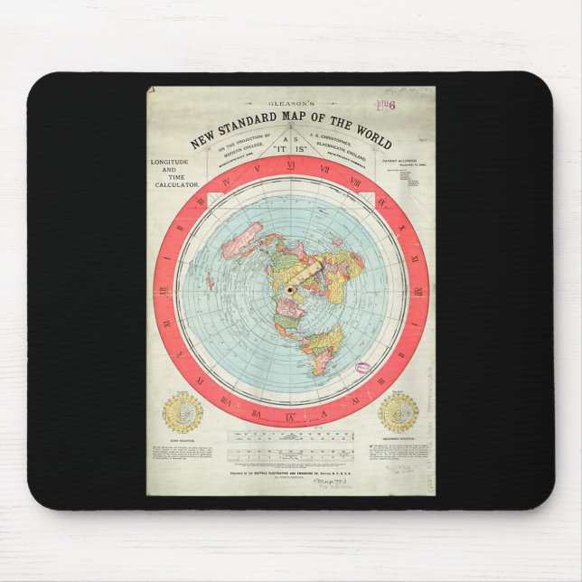 Mousepad Gleason's New Standard Map Of The World - Flat Ear (Frente)
