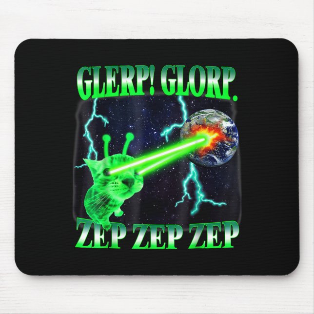 Mousepad Glerp Glorp Funny Alien Cat Meme Gnarp Cat Silly A (Frente)