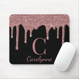 Mousepad Glitter Brilhante Rosa Brilhante Dica Monograma em