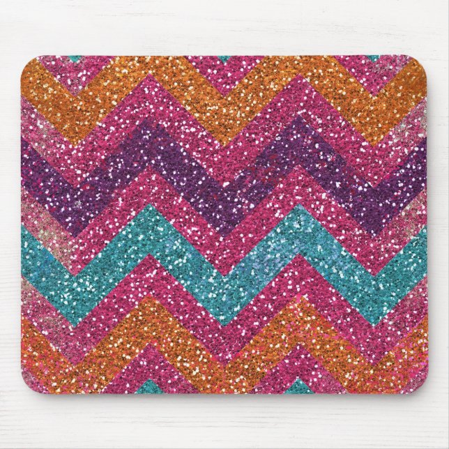 Mousepad Glitter Chevron Cor-de-Rosa Púrpura Cor-de-Laranja (Frente)