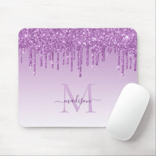 Mousepad Glitter Coloca Roxa Monograma de Sparkle Monograma