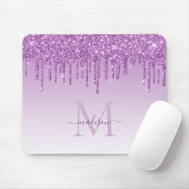Mousepad Glitter Coloca Roxa Monograma de Sparkle Monograma (Com mouse)