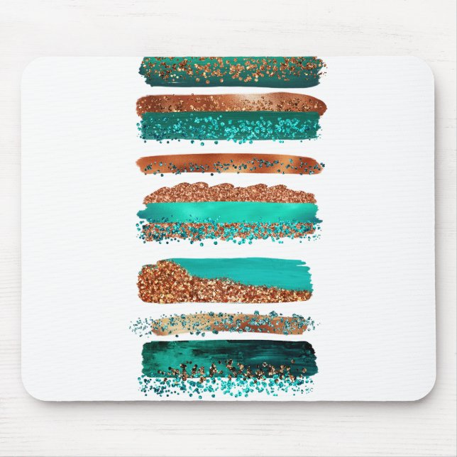 Mousepad Glitter de Cobre Dourado Teal (Frente)