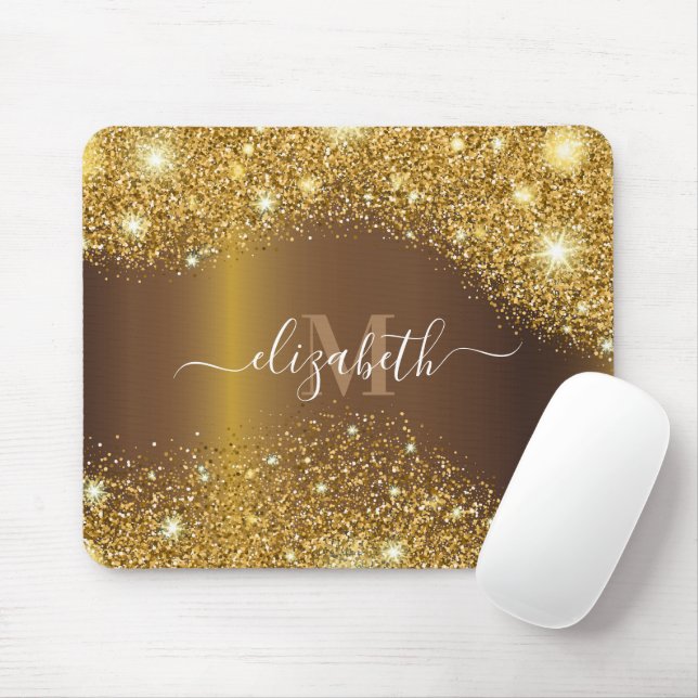 Mousepad Glitter de metal e Ouro (Com mouse)