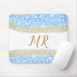 Mousepad glitter dourado azul glitter glitter nome monogram