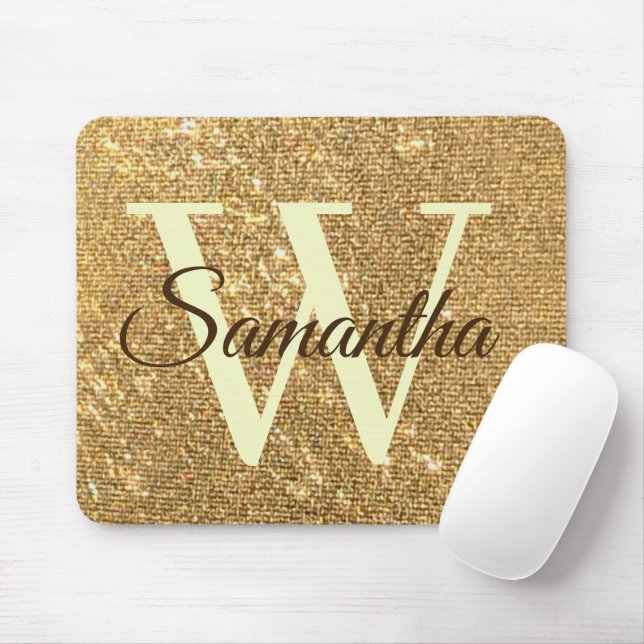 Mousepad Glitter Dourado Frost Monograma (Com mouse)