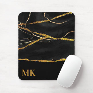 Mousepad Glitter Dourado mármore preto