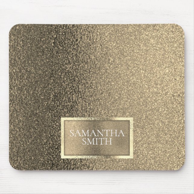 Mousepad Glitter Dourado Metálico Elegante Personalizado (Frente)