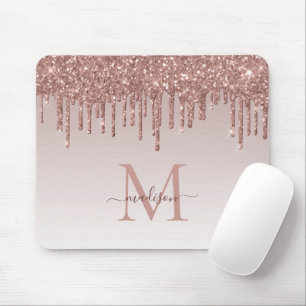 Mousepad Glitter Drives Rosa Monograma Elegante Monograma D