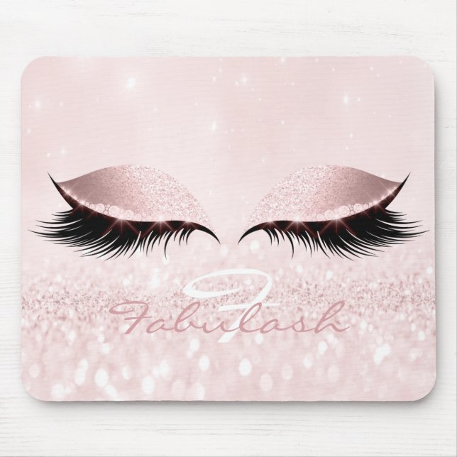 Mousepad Glitter Girly Monographic Name Beauty Lashes Pink (Frente)