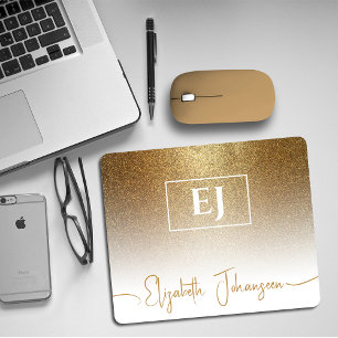 Mousepad Glitter Glam monograma com brilho elegante