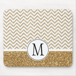 Mousepad Glitter Glitter Chevron Dourado Glam Faux