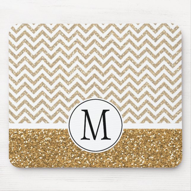 Mousepad Glitter Glitter Chevron Dourado Glam Faux (Frente)