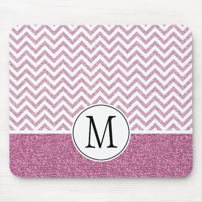 Mousepad Glitter Glitter Chevron - Glam - Rosa (Frente)