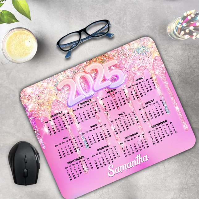 Mousepad Glitter Glitter Gira-Arco-Íris Cor-de-rosa-branca  (Criador carregado)