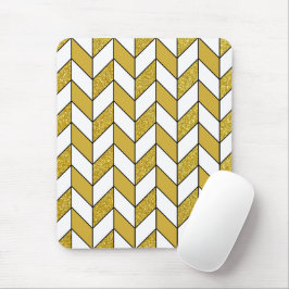 Mousepad Glitter Herringbone Moderno Dourado