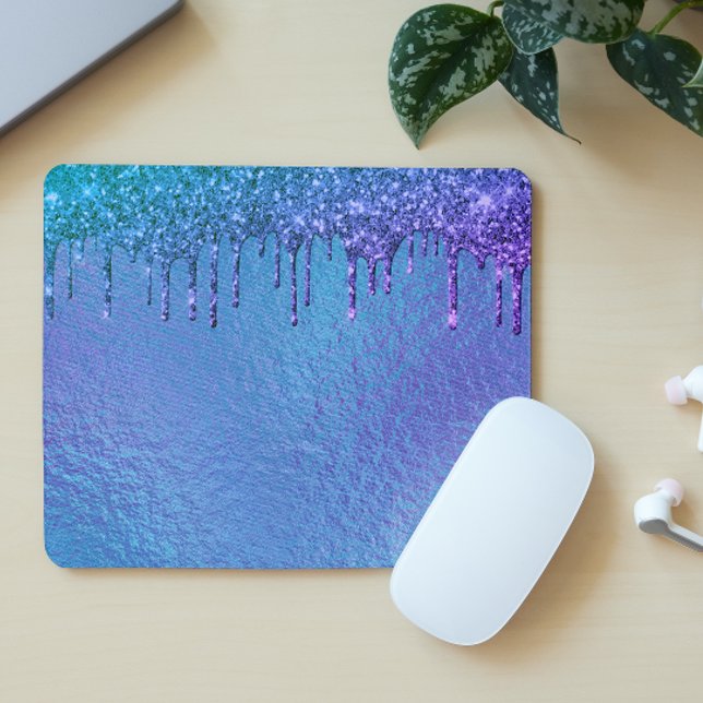 Mousepad Glitter Iridescente Cola Azul Roxo Holográfico (Criador carregado)