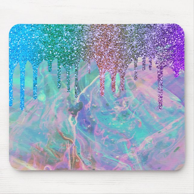 Mousepad Glitter Moderno do Arco-Íris Opal (Frente)