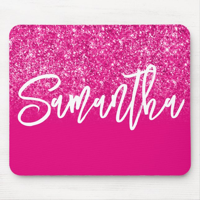 Mousepad Glitter Ombre Cor-de-Rosa Luxuoso Personalizado (Frente)