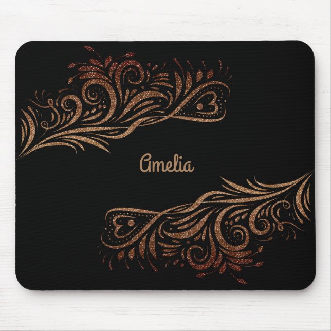 Mousepad Glitter ouro espirra elementos de rabo flo românti (Frente)