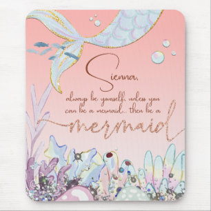 Mousepad Glitter personalizado de Pastel "Seja uma Sereia"