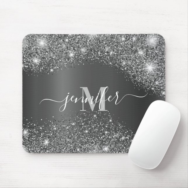 Mousepad Glitter prateado (Com mouse)