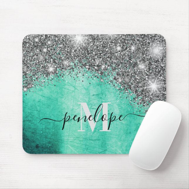 Mousepad Glitter prateado e metal (Com mouse)
