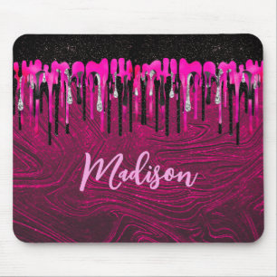 Mousepad Glitter preto rosa quente quente pia pinga monogra