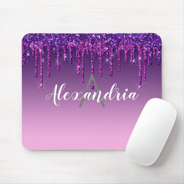 Mousepad Glitter Púrpura Personalizado (Com mouse)