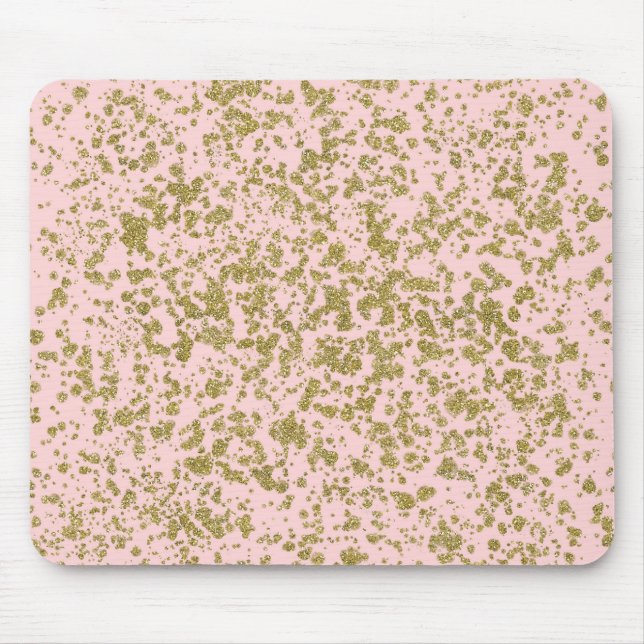 Mousepad Glitter Rosa e Dourado Glitter Girly Glam Moderno  (Frente)