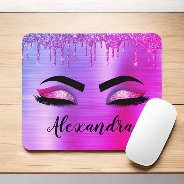 Mousepad Glitter Roxo Eyelashes Eyelashes Monograma (Criador carregado)