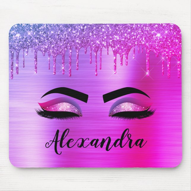 Mousepad Glitter Roxo Eyelashes Eyelashes Monograma (Frente)