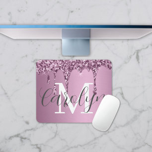 Mousepad Glitter Sparkle Rosa Blush Girly Name