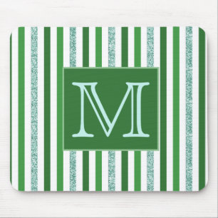 Mousepad Glitter Verde Contemporâneo Glitter Strips Monogr