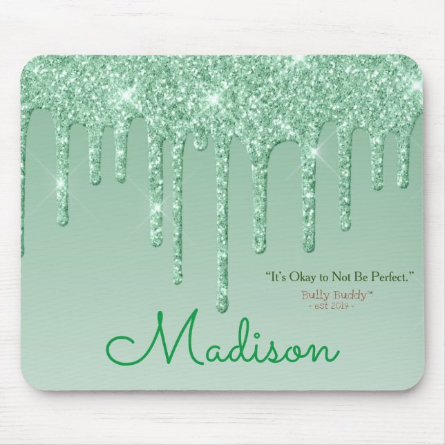 Mousepad Glitter Verde Inspiracional Girly (Frente)