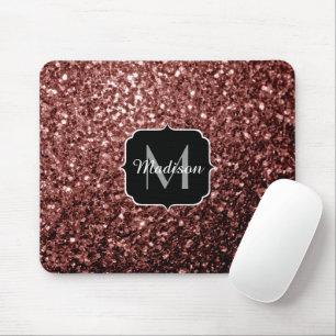 Mousepad Glitter vermelho castanho brilha monograma