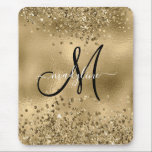 Mousepad Glitters Dourados Chic - Nome do Monograma<br><div class="desc">Glitters Dourados Chic - Nome do Monograma</div>