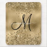 Mousepad Glitters Dourados Chic - Nome do Monograma<br><div class="desc">Glitters Dourados Chic - Nome do Monograma</div>