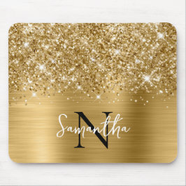 Mousepad Glittery Dourada Glam Monograma